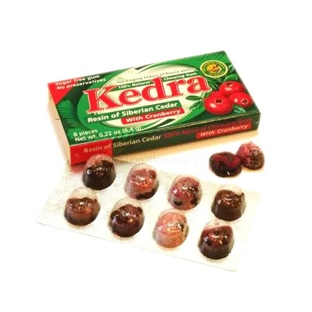 Wild Siberian Cedar Natural Chewing Gum with Cranberry - 8 Pieces